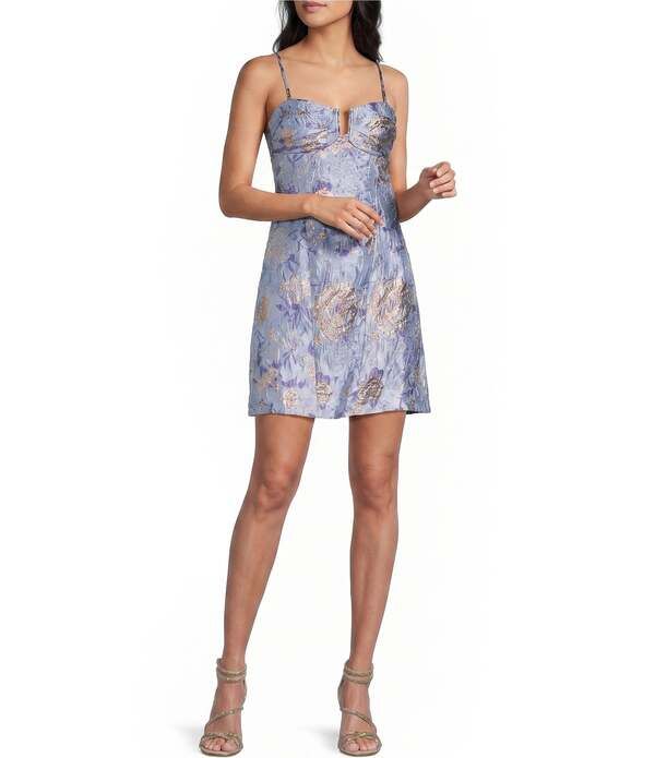 ハニーアンドロージー レディース トップス ワンピース トール Honey and Rosie Metallic Jacquard UWire Front FitAndFlare Dress Perr