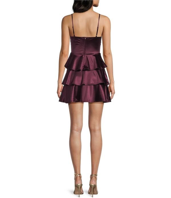 ハニーアンドロージー レディース トップス ワンピース ティアード Honey and Rosie UWire Neck Tie red FitAndFlare Dress Raisin