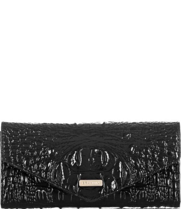 ブランミン レディース アクセサリー 財布 BRAHMIN Melbourne Collection CrocodileEmbossed Veronica Envelope Wallet Black