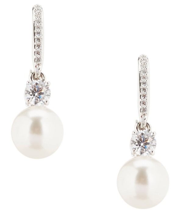 ナディール レディース アクセサリー ピアス・イヤリング Nadri FauxPearl Crystal Drop Earrings Clear パール