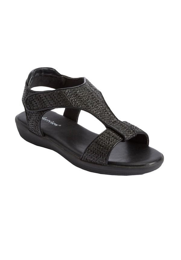 コンフォートビュー レディース シューズ ヒール サンダル Comfortview The Charlotte Orthotic Sandal Women BLACK ブラック