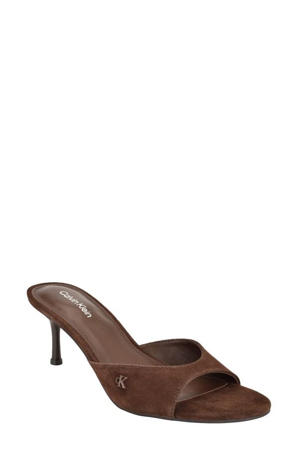 カルバンクライン レディース シューズ ヒール サンダル Calvin Klein Vixie Slide Sandal Women DARK BROWN ブラウン