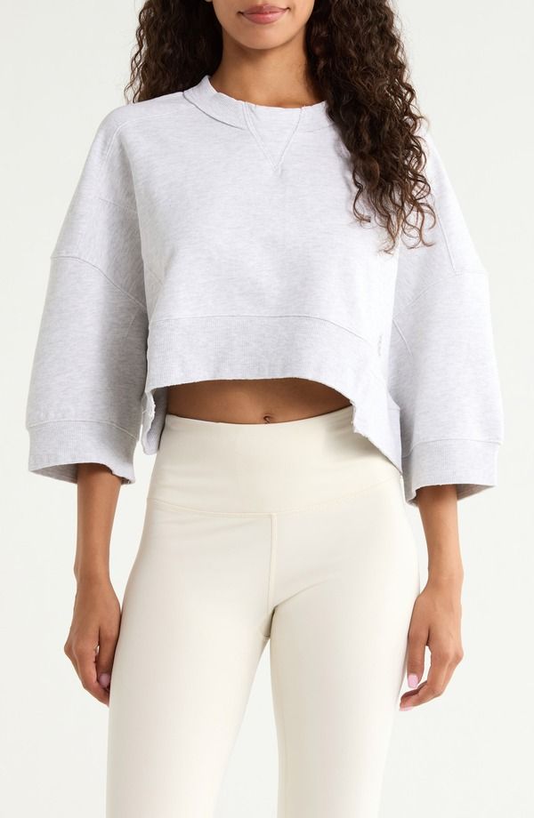 フリーピープル レディース アウター パーカー・スウェット シャツ コットン Free People Intercept Cotton Blend Crop Sweatshirt WHITE HEAT