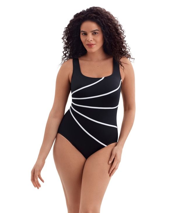 ロンギチュード レディース トップス ワンピース Longitude Fan Tank Long TorsonePiece Swimsuit Solidtude BlackWhite ホワイト