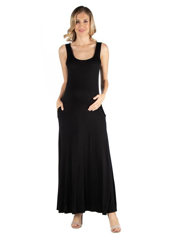 24 セブンコンフォート レディース トップス ワンピース ノースリーブ マタニティ マキシ 24seven Comfort Apparel Maternity Scoop Neck Sleevele
