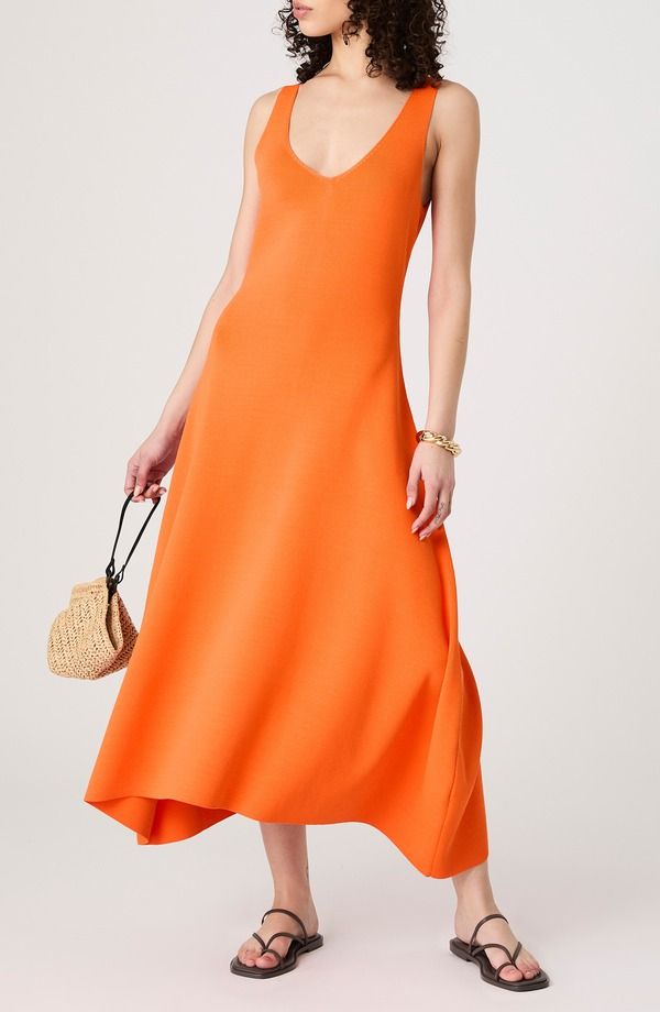 フレンチコネクション レディース トップス ワンピース ミディ ニット French Connection Knit Fit Flare Midi Dress MIAMI ORANGE オレンジ