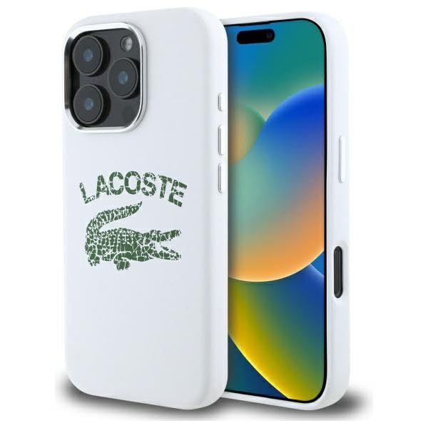 LACOSTE iPhone 16 Pro用ケース スマホケース シリコーン MagSafe対応｜クラックド ロゴ ファリーヌ