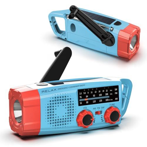 RELAX エマージェンシー カラビナ ラジオ 防災 多機能ラジオ 日本正規店 AM FM SW ポータブルラジオ 手回し充電 ソーラー充電 USB充電 短波ラジオ SOSアラート 防災対策 Type-C 充電 LEDライト 懐中電灯 日本語 0a6340ce