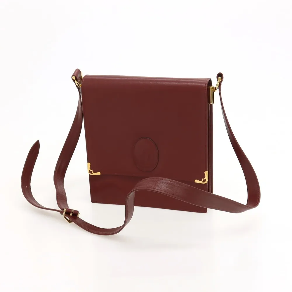 中古】カルティエ CARTIER マストライン レザー ショルダーバッグ