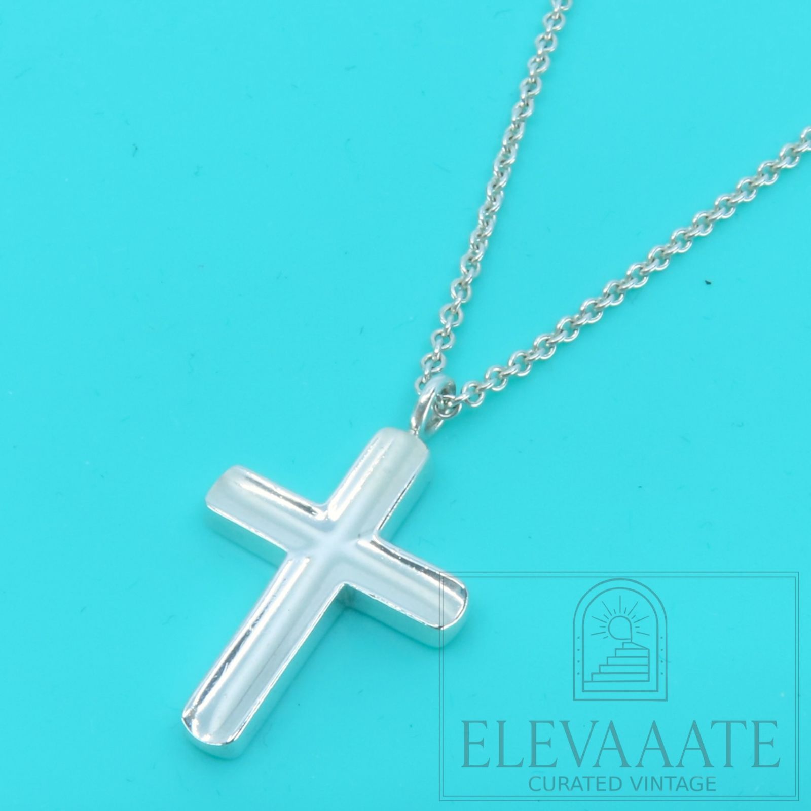 希少 美品 Tiffany&Co. ティファニー コンケープ クロス シルバー