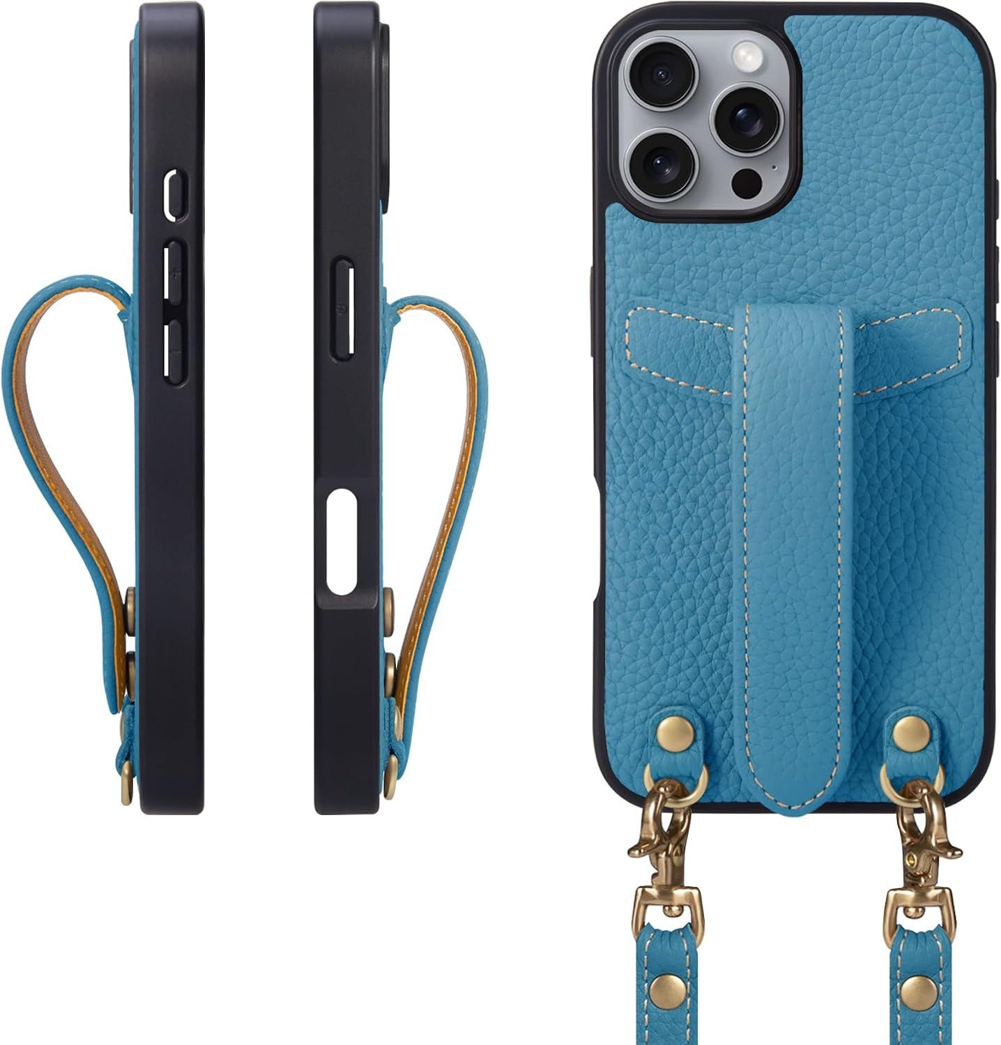 COGURE 交換 スマホケース iPhone16ProMax ケース ショルダーストラップ 本革 落下防止 耐衝撃 ギフトボックス付き COPG シアン【Cyan】 5,927円