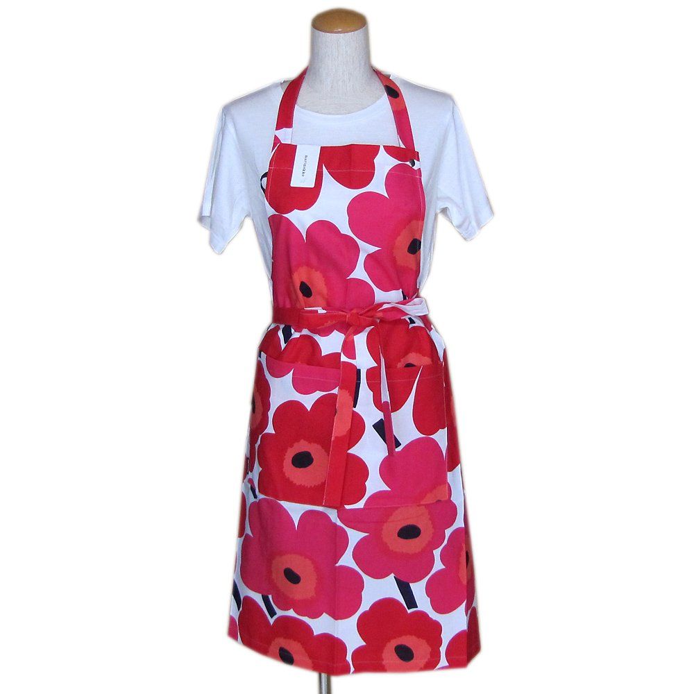 マリメッコ marimekko エプロン ピエニ ウニッコ ホワイト×レッド 64161 001 64161 001 [並行輸入品]i 37d46261
