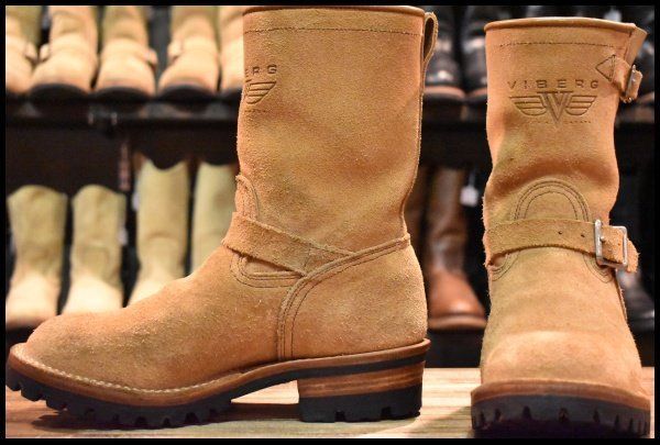 [UK7 Good Condition] VIBERG Viber 83 Engineer Suede Rough Out Vibram 100 Beige Boots Wescobos HOPESMORE [GG439]