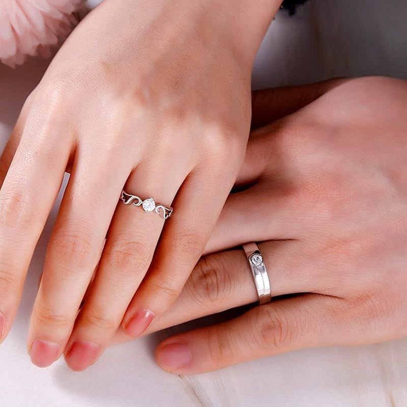 [Jeulia] ペアリング メンズリング レディースリング 人気 シルバー925 純銀製 フリーサイズ おしゃれ 婚約指輪 結婚指輪 エンゲージリング 専用ボックスつき 誕生日 ホワイトデー プレゼント ギフト (Women's Band, 09)