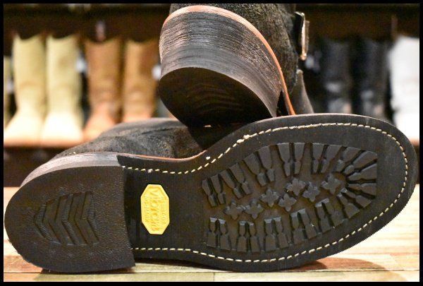 【7E 美品 黒タグ】Chippewa チペワ 1901M70 黒スエード ショートエンジニア ブラックオデッサリバース 黒 ブーツ HOPESMORE【GG472】