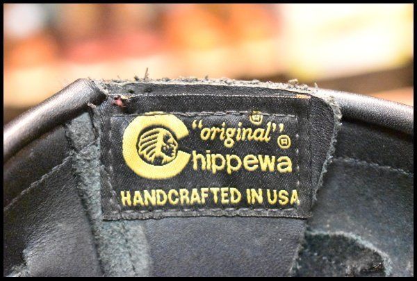 【7E 美品 黒タグ】Chippewa チペワ 1901M70 黒スエード ショートエンジニア ブラックオデッサリバース 黒 ブーツ HOPESMORE【GG472】