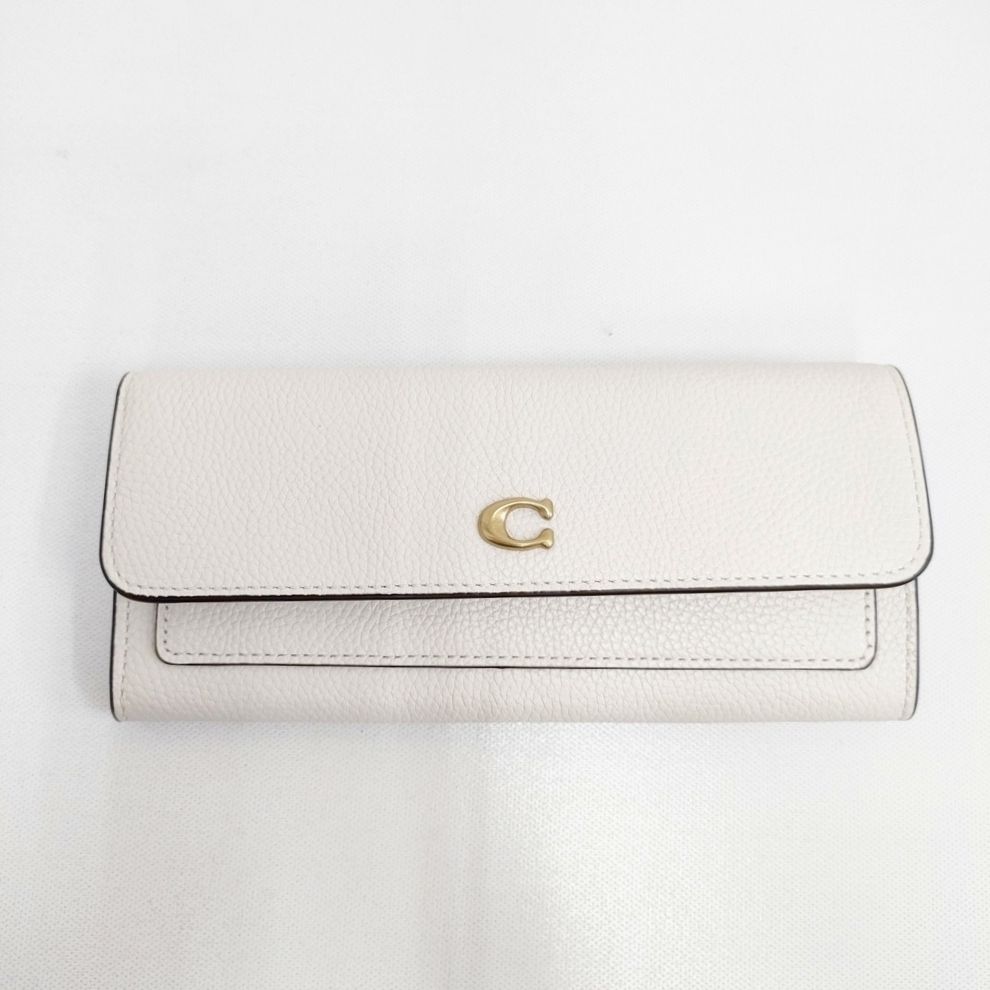 COACH ミラ ロング フラップ ウォレット 長財布 定価38500円 CAO17 長財布 シロ レディース コーチ【中古】6-0720G◎