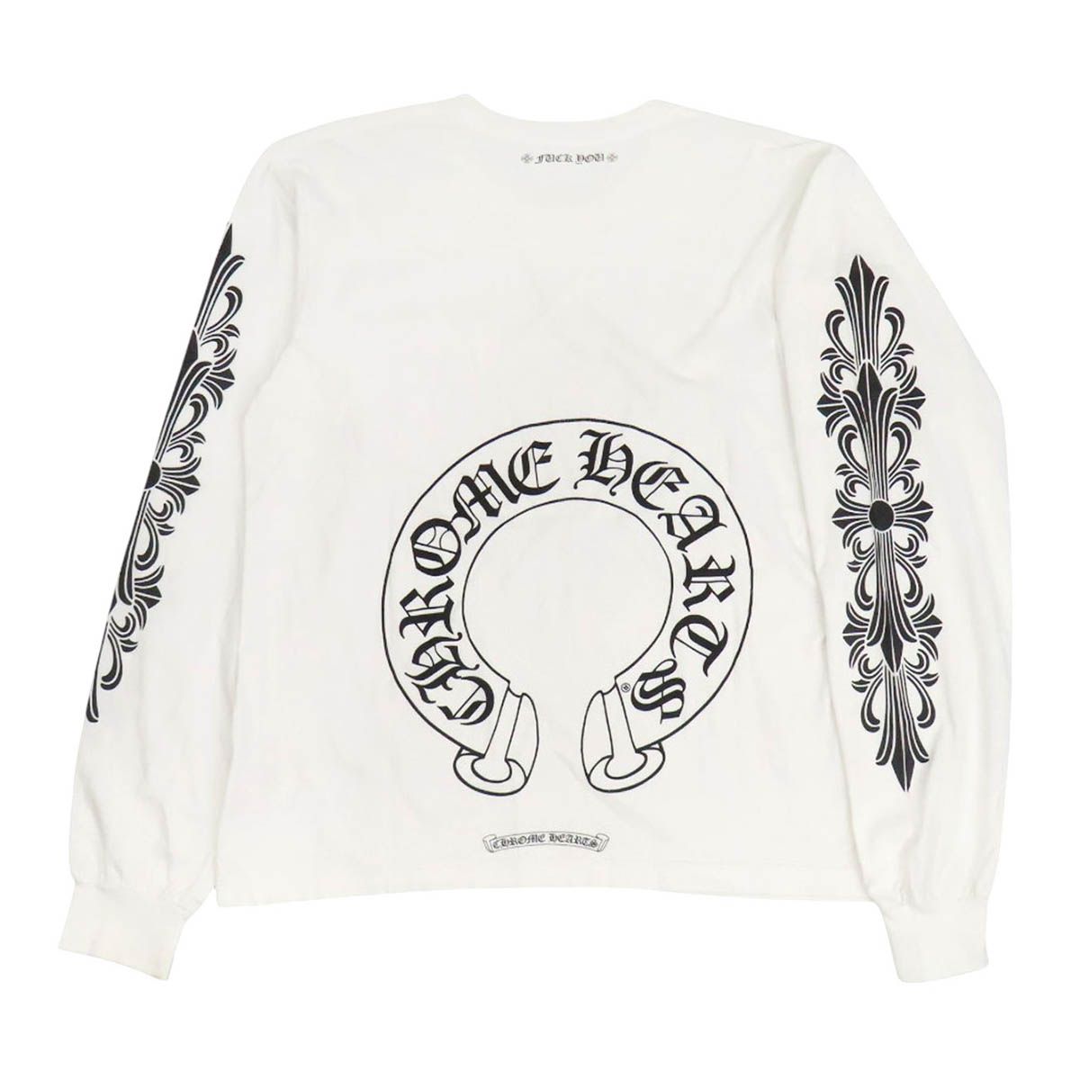 クロムハーツ 袖フローラル ホースシュー ロングスリーブ Tシャツ メンズ ホワイト CHROME HEARTS【中古】 【アパレル・小物】