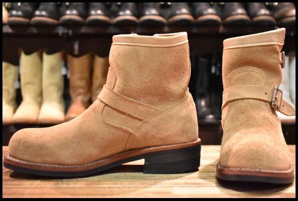 【8E 良品 黒タグ】Chippewa チペワ 91070 ショートスエード エンジニア 7インチハイト サンドスエード スチール ブーツ HOPESMORE【GG492】