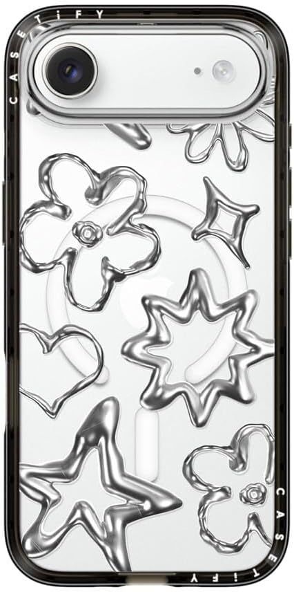 CASETiFY コンパクト iPhone Air ケース [MagSafe対応/薄型 軽量/耐衝撃] - Chrome Doodle - クリア ブラック