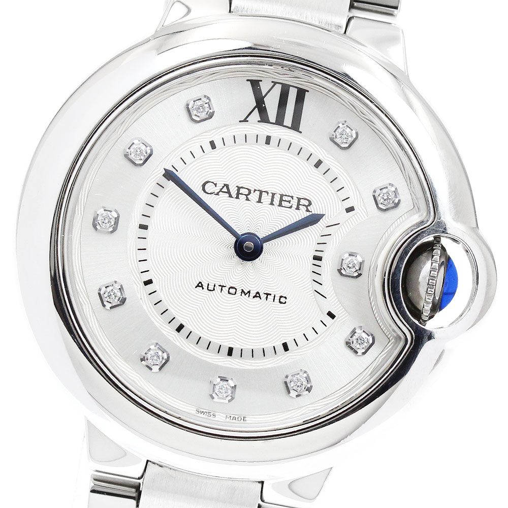 カルティエ CARTIER W4BB0021 バロンブルー ドゥ カルティエ 11Pダイヤ 自動巻き レディース 良品 保証書付き_968972