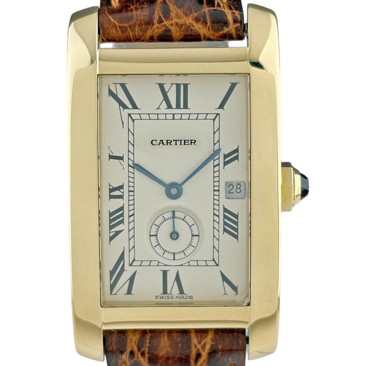 カルティエ CARTIER タンクアメリカン W2600351 腕時計 YG レザー クォーツ アイボリー系 メンズ 【中古】 479,200円
