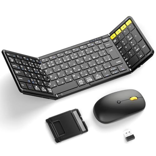【最新型】Omikamo Bluetooth キーボード 折りたたみ マウスセット 日本語配列 ワイヤレス マウス キーボード テンキー付き Bluetooth＆2.4G接続 フルサイズ マルチペアリング iOS/Win/Mac対応 3段階D ccbc9429 7,820円