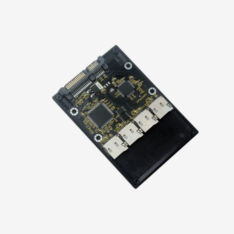 TFカード4枚からSATA SSDへの変換アダプター