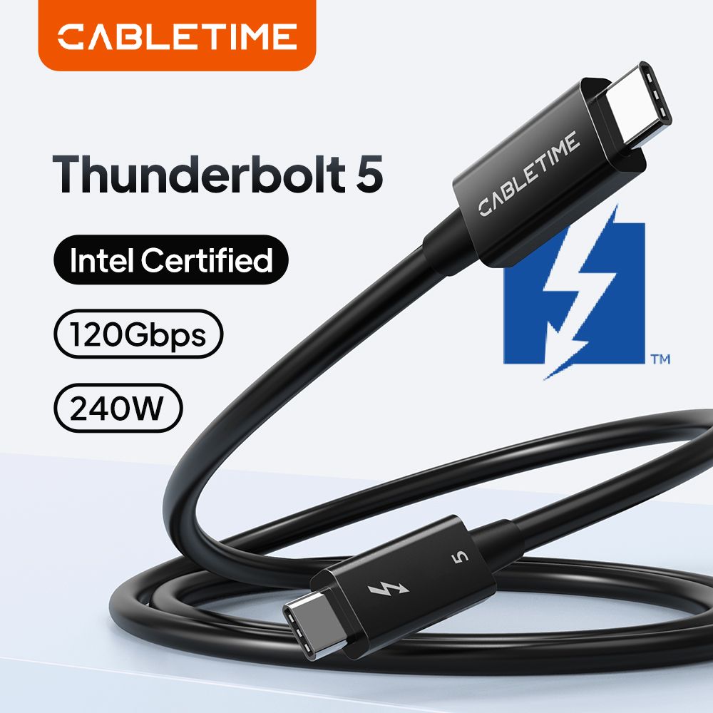 CABLETIME Thunderbolt 5 ケーブル 120Gbps データ同期 PD240W急速充電