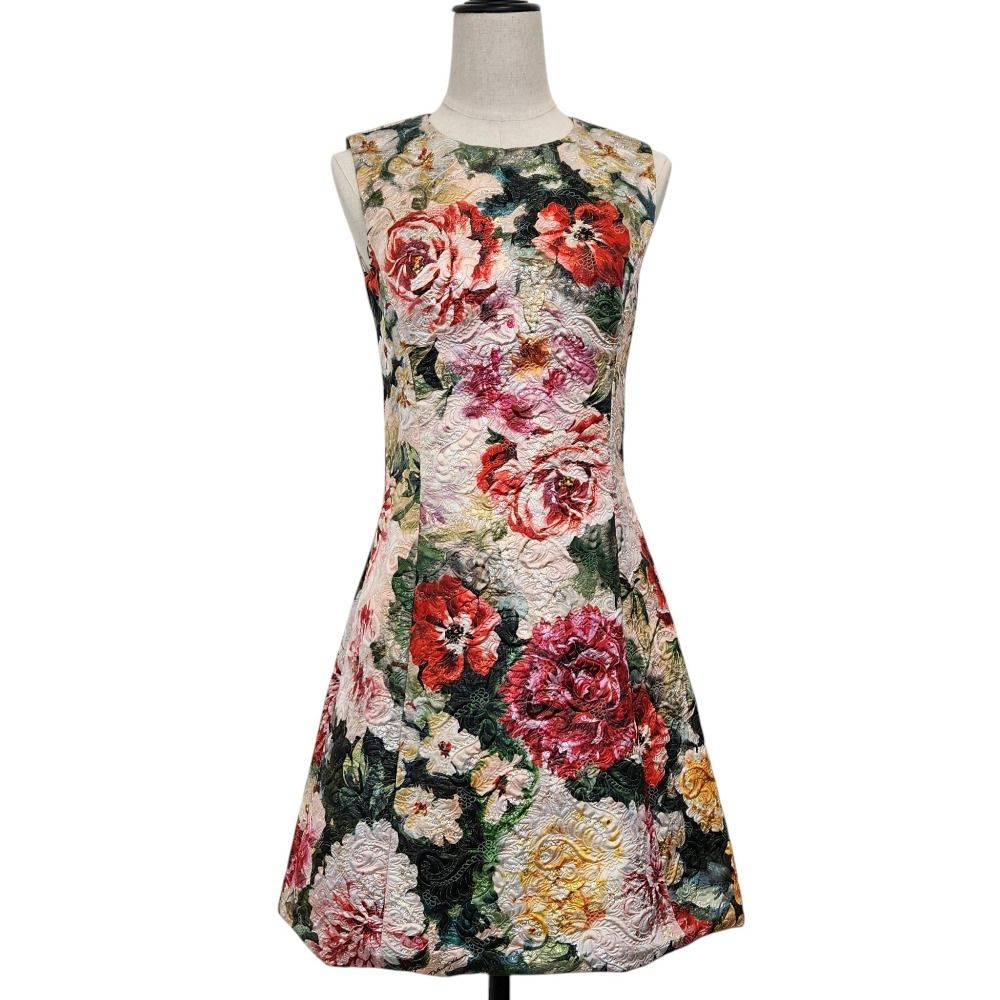 美品 DOLCE & GABBANAドルチェアンドガッバーナ フラワージャガード ノースリーブドレス ワンピース F6D0DT サイズ40 マルチカラー レディース 古着 中古 USED 37,473円