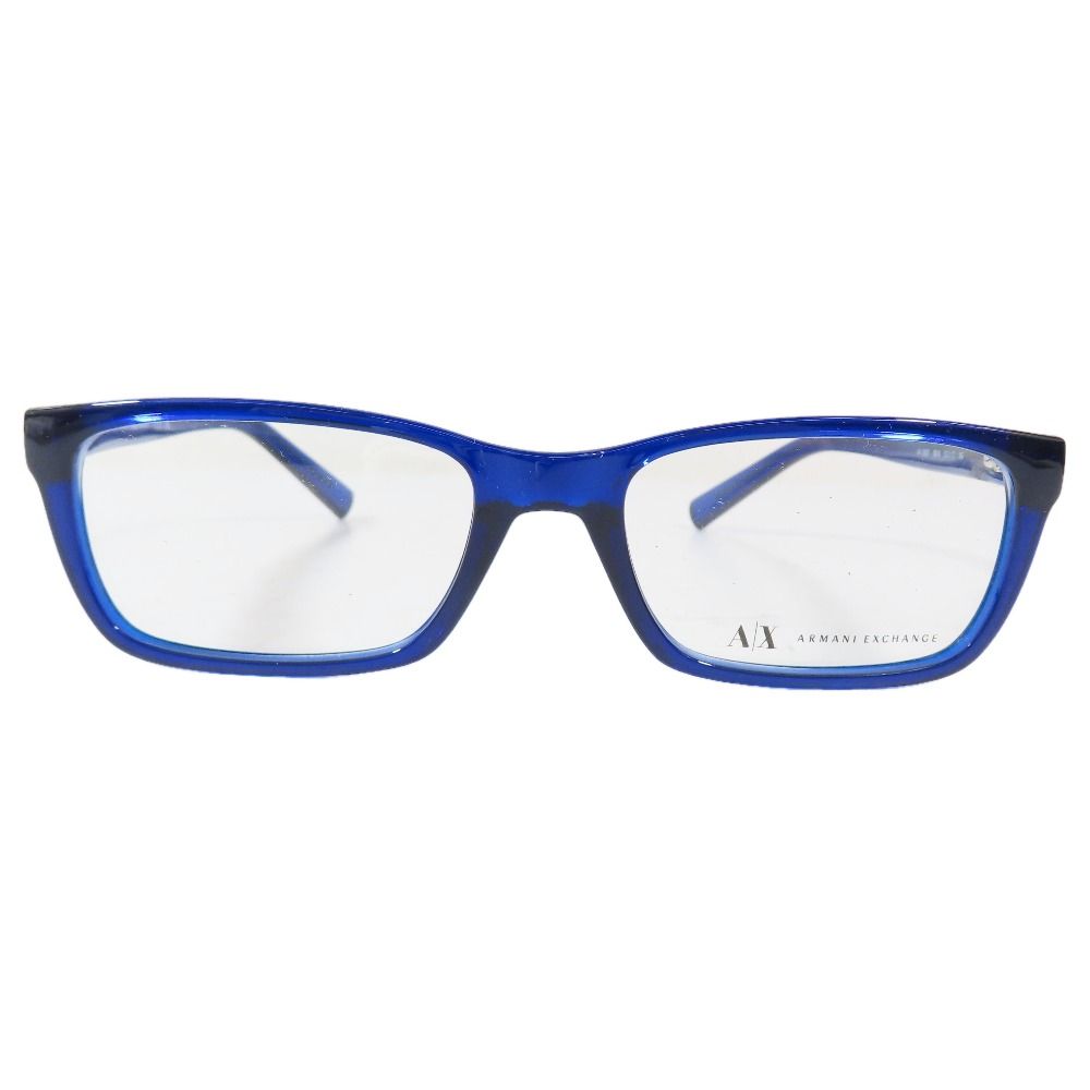 未使用 ARMANI EXCHANGE アルマーニエクスチェンジ AX3007 8018 Marine Transparent メガネ サングラス デモレンズ 53□17 145 ブルー メンズ 古着 中古 USED