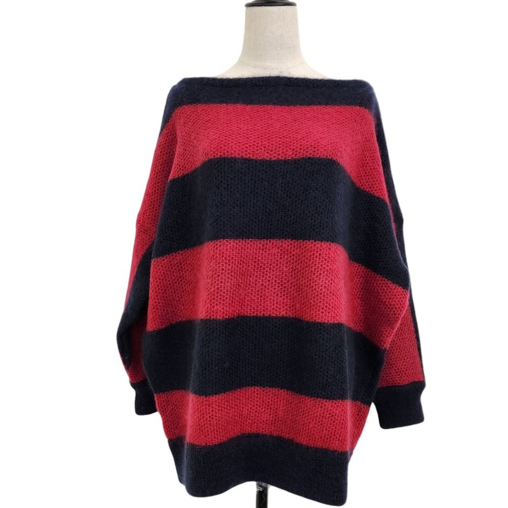 美品 NEEDLES ニードルス Mohair Boat Neck Sweater-Stripe ニットセーター DI217 サイズXS ネイビー レッド メンズ レディース 古着 中古 USED 7,649円