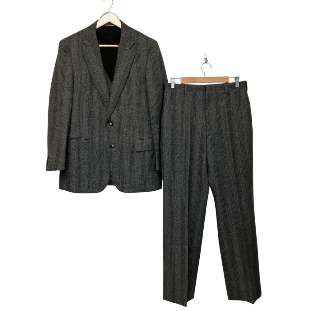 良品 Burberrys バーバリーズ 3ピース テーラードジャケット リバーシブルジレ スラックス セットアップ スーツ 94-82-175A6 グレー メンズ 古着 中古 USED