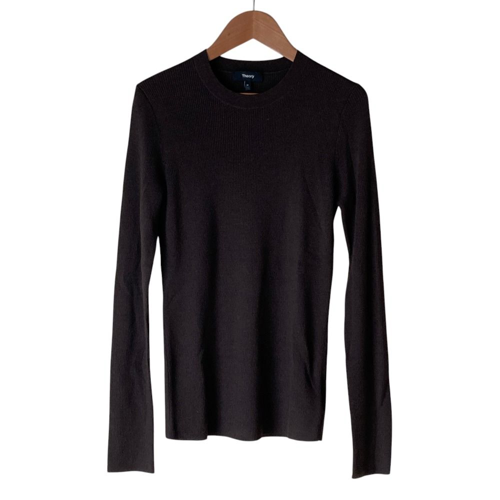 美品 25AW Theory セオリー REGAL WOOL MIRZI S リブニット カットソー セーター M ダークブラウン レディース 古着 中古 USED