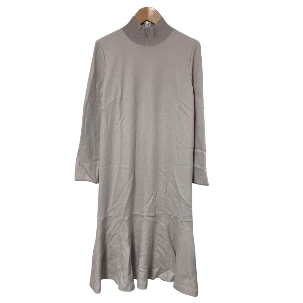 美品 23AW ANAYI アナイ ウールジャージーヘムフレアワンピース サイズ36 ピンクベージュ レディース 古着 中古 USED