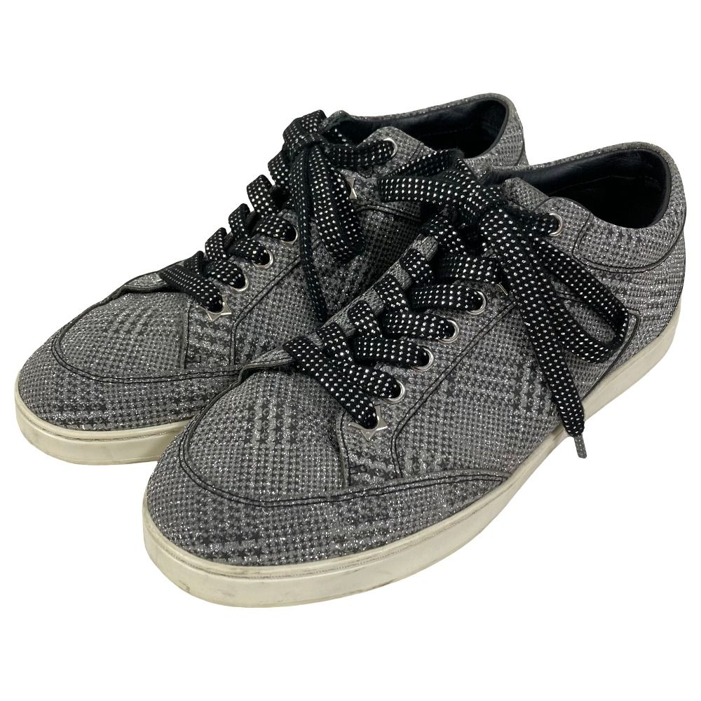 良品 JIMMY CHOO ジミーチュウ グリッター スニーカー サイズ37 約24cm シルバーカラー レディース 古着 中古 USED