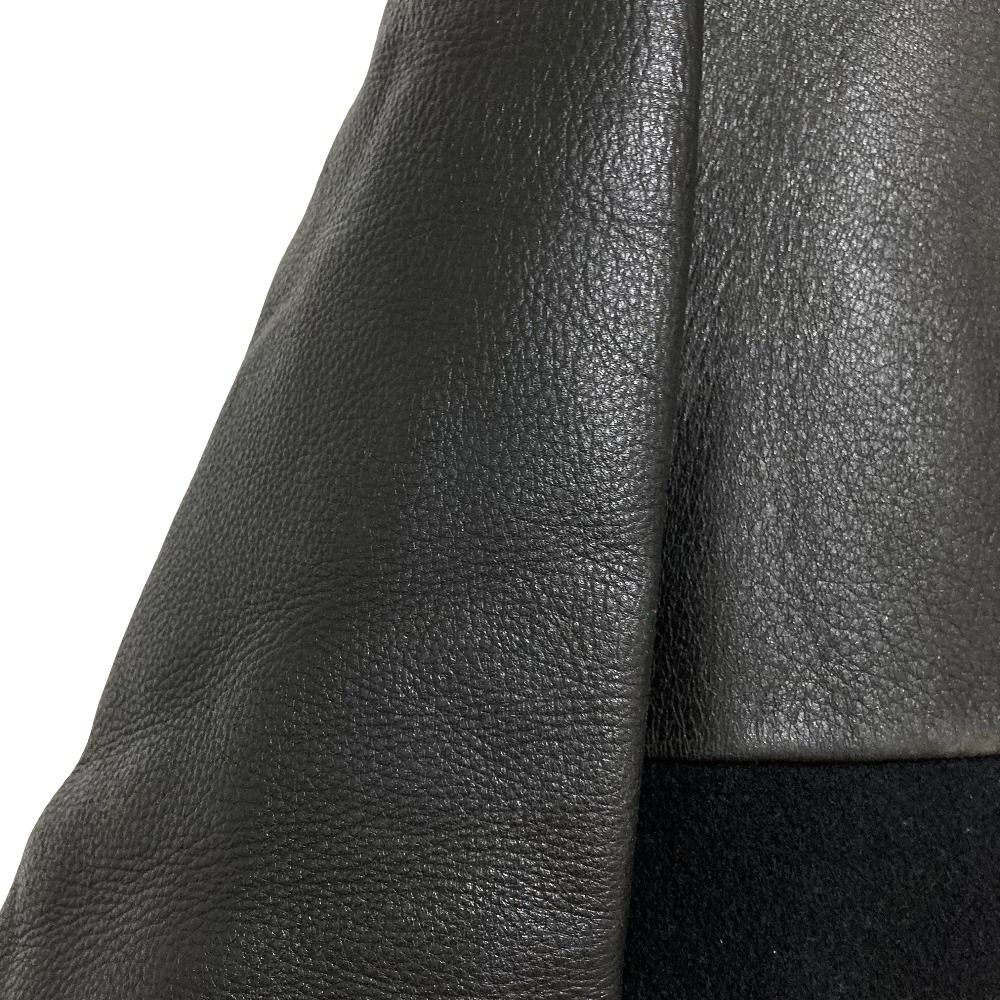 良品 Yohji Yamamoto ヨウジヤマモト カシミヤブレンド ウール レザー切替 コート FM-J03-800 サイズ1 ブラック レディース 古着 中古 USED