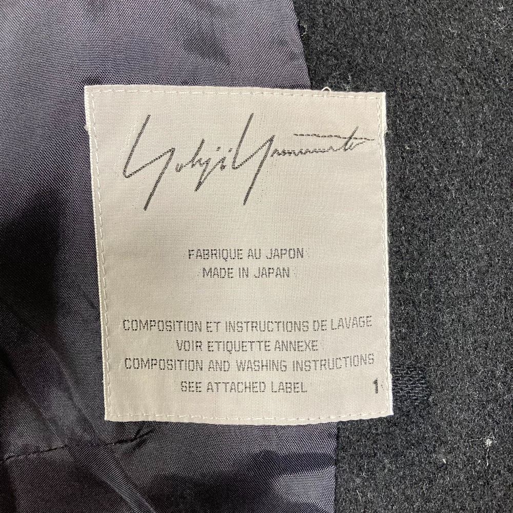 良品 Yohji Yamamoto ヨウジヤマモト カシミヤブレンド ウール レザー切替 コート FM-J03-800 サイズ1 ブラック レディース 古着 中古 USED
