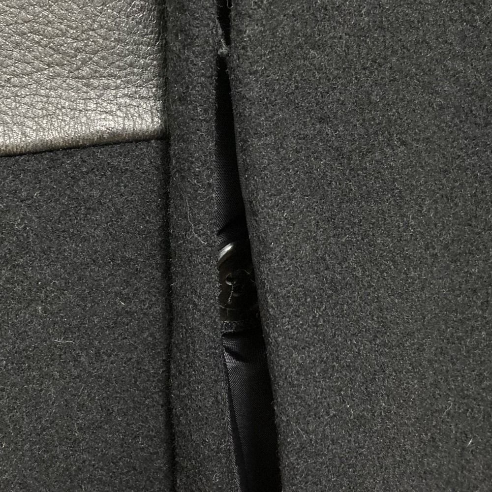 良品 Yohji Yamamoto ヨウジヤマモト カシミヤブレンド ウール レザー切替 コート FM-J03-800 サイズ1 ブラック レディース 古着 中古 USED