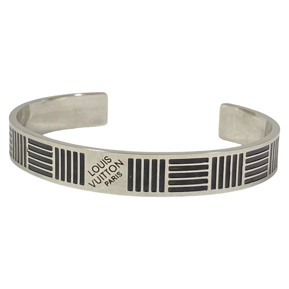 美品 LOUIS VUITTON ルイヴィトン ジョンク・ダミエカラーズ カフ バングル ブレスレット M62492 シルバーカラー メンズ 古着 中古 USED