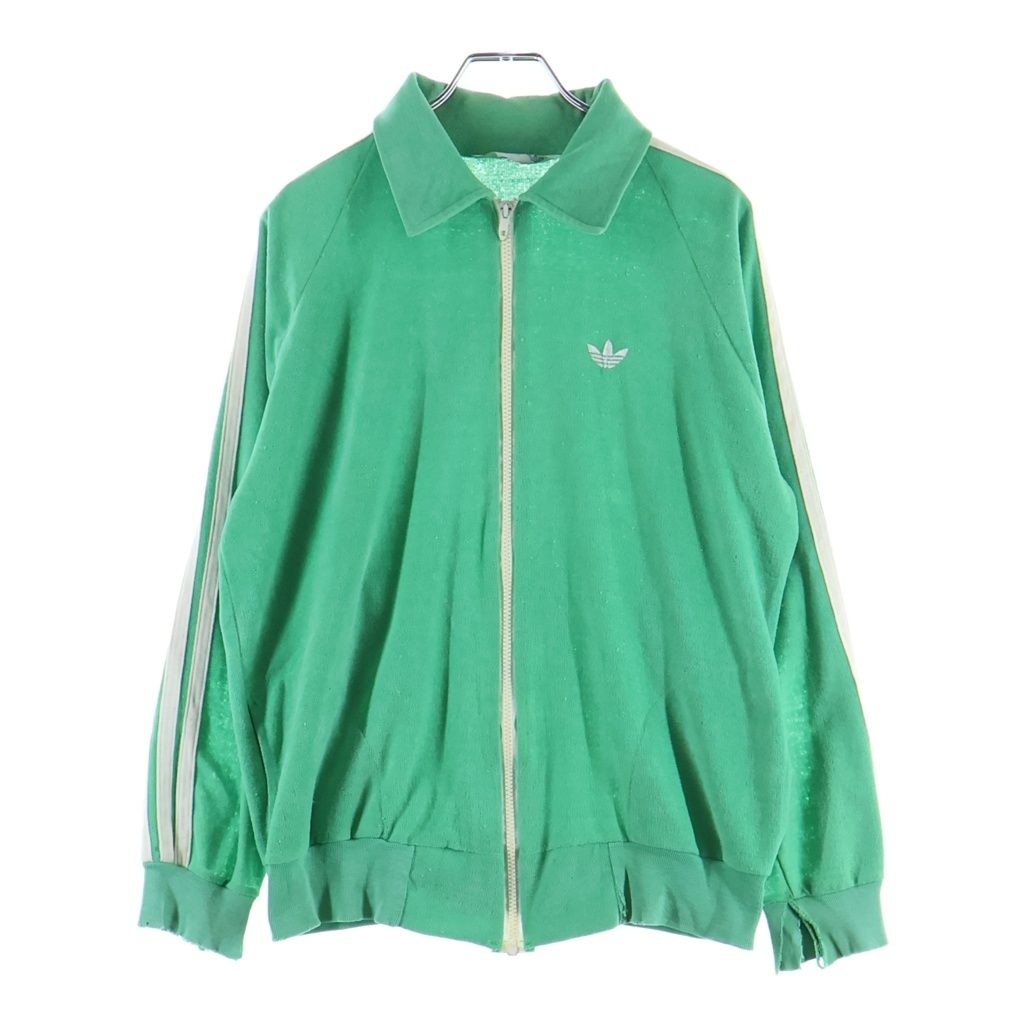 adidas (アディダス) 70S VINTAGE ヴィンテージ トレフォイルロゴ ベロア スリーストライプ トラックジャケット グリーン