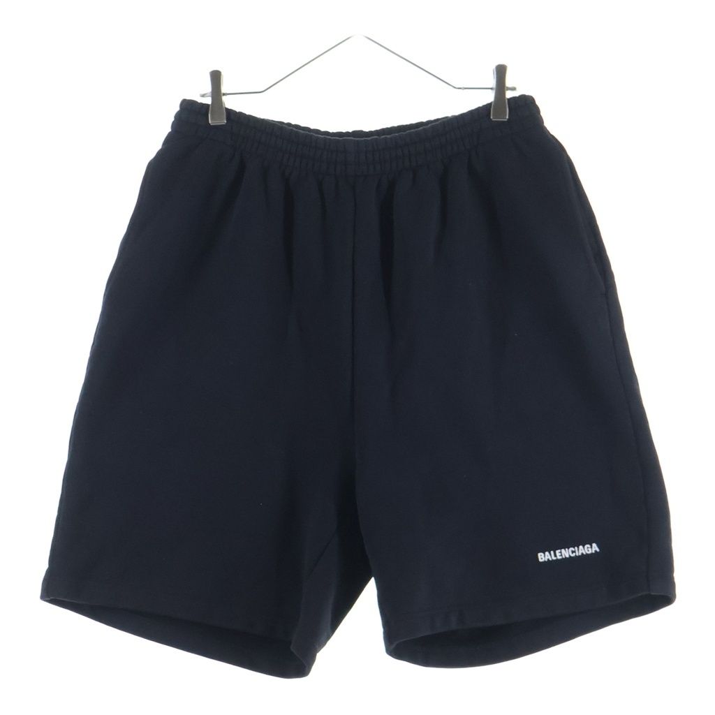 BALENCIAGA (バレンシアガ) 21SS ワードローブ ロゴスウェットショーツ ハーフパンツ ブラック 674591 TMVF5