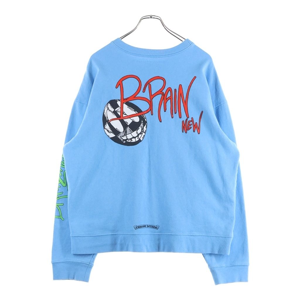 CHROME HEARTS (クロムハーツ) PPO BRAIN NEW SWTSHRT マッティボーイ ブレインニュー クルーネック長袖スウェットトレーナー ブルー ‐
