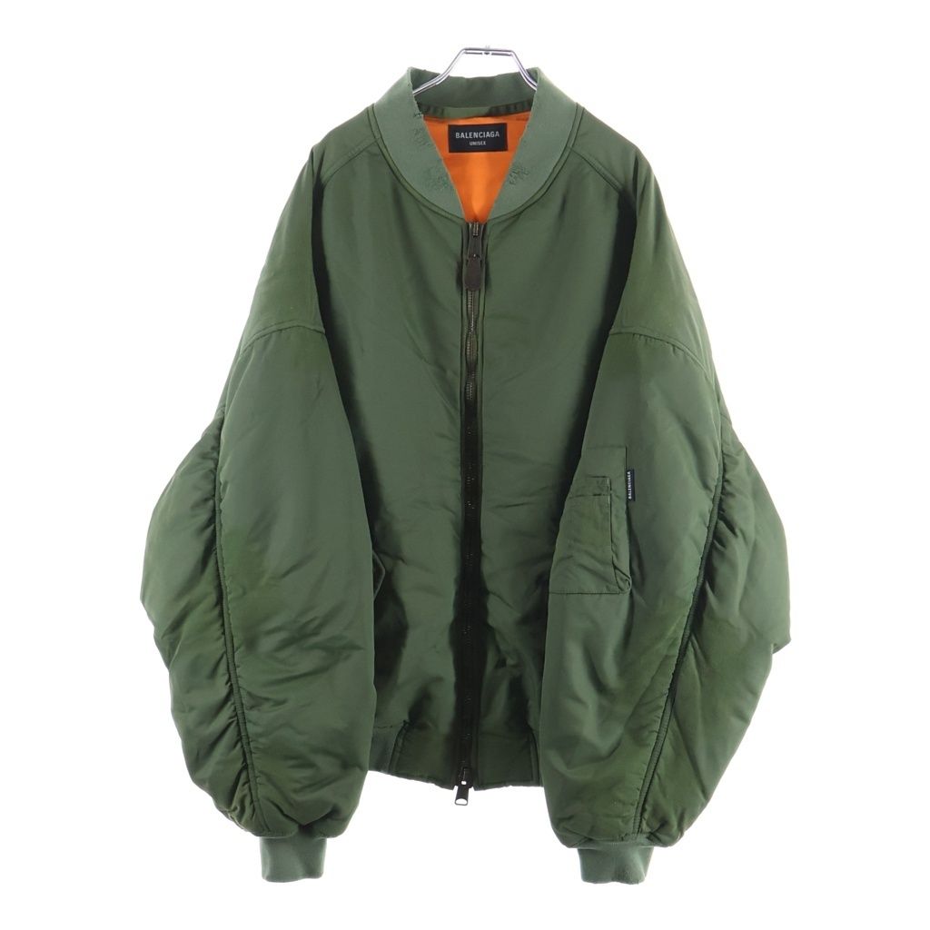 BALENCIAGA (バレンシアガ) 24AW Off Shoulder Bomber Jacket オフショルダー ダメージ加工 ジップアップ ボンバージャケット カーキ 790753 TP004