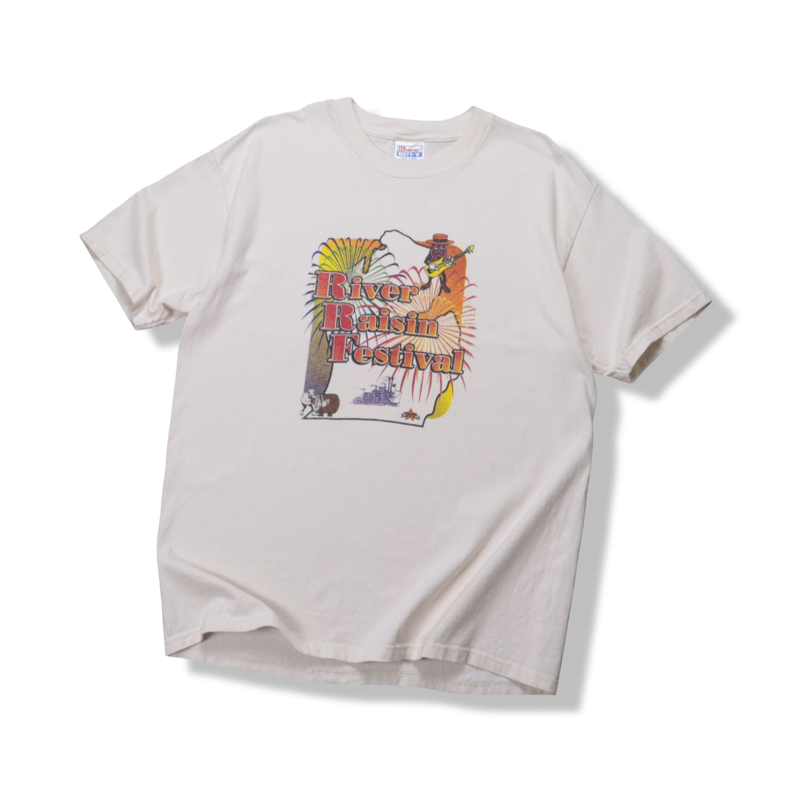 90s-00s Hanes BEEFY-T River Raisin Festival Both Sided Print T-Shirt USA製生地 Tシャツ L 両面プリント