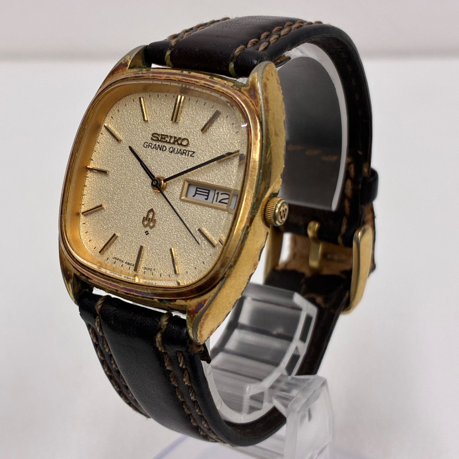 SEIKO セイコー　GRAND QUARTZ グラントクォーツ　4843-5100 クォーツ　スクエア　ゴールドカラー稼働品