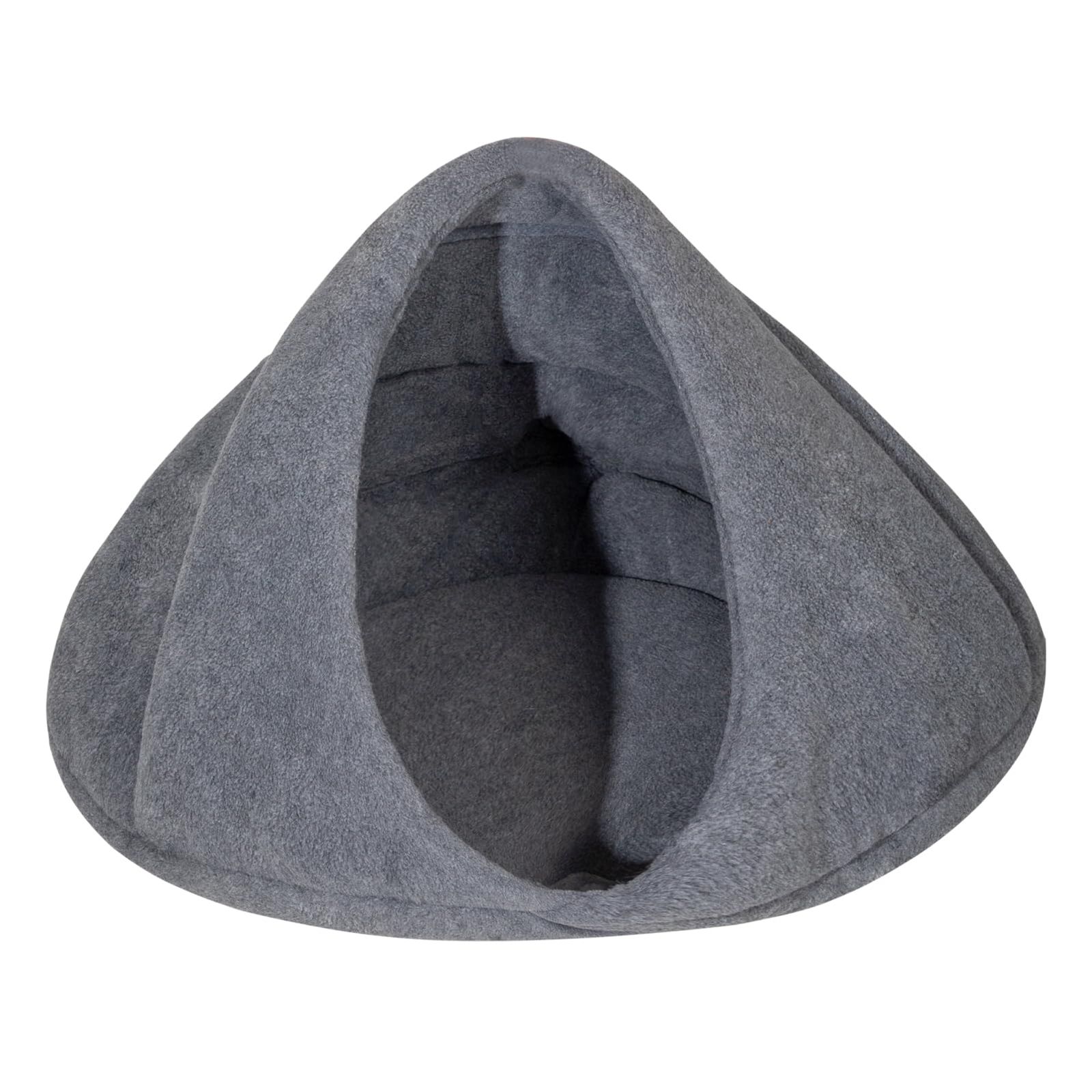 CHADWICK 猫 ベッド ハウス ペットハウス Lサイズ グレー 半個室タイプ ポーラーフリース 62x62x40cm 冬用 洗える