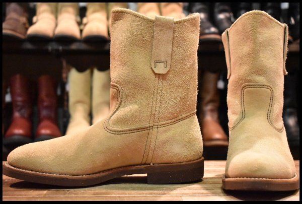 【8E 良品 羽タグ 97年】レッドウィング 1188 スエード ペコス タン ラフアウト ベージュ ブーツ redwing pecos HOPESMORE【GG419】
