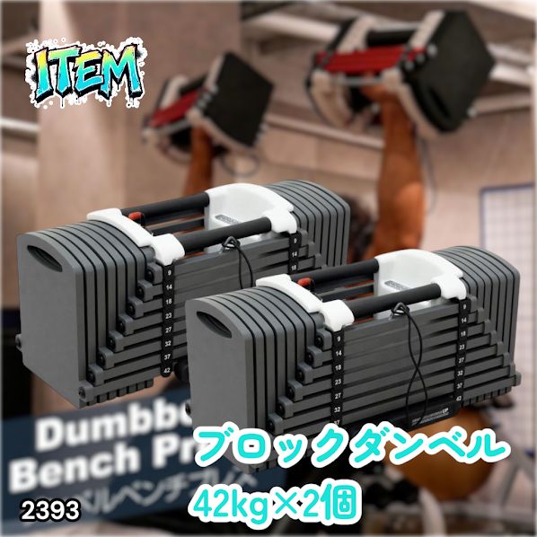 #2393 可変式 ブロック ダンベル 42kg 2個セット 簡単 重量 調整 可能 省スペース 収納可能 安心 安全 ロック機能 ※北海道、沖縄本島、沖縄の離島、その他離島へは別途配送料有り