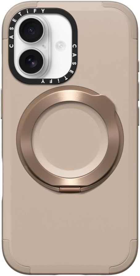 CASETiFY フォース リングスタンド iPhone 17 ケース [360°回転スタンド/薄型 軽量/MagSafe対応] - トープ